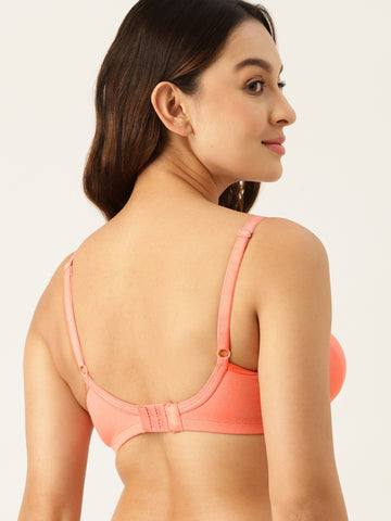 Berry's Intimatess Peach Upper Net Seamless Comfort T-Shirt Bra - Non-Padded, Non-Wired