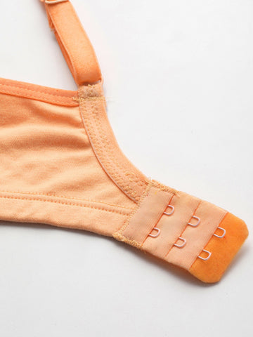 Berry's Intimatess Pastel Orange Upper Net Seamless Comfort T-Shirt Bra - Non-Padded, Non-Wired