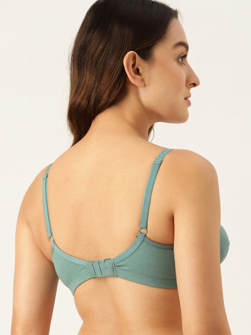 Berry's Intimatess Teal Green Upper Net Seamless Comfort T-Shirt Bra - Non-Padded, Non-Wired