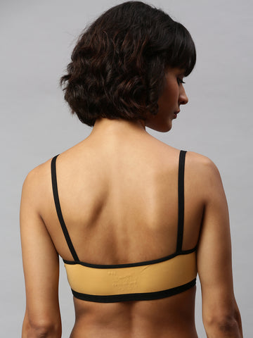 Berry's Intimatess Mustard & Black color Non-Wired & Non Padded with Medium Coverage Bralette Bra